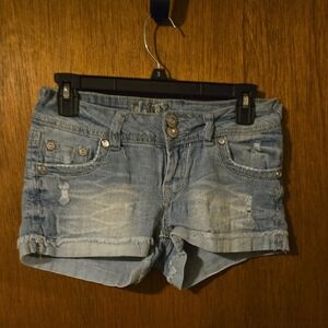 Wallflower Blue Jean Shorts Distressed Cut-Off Style